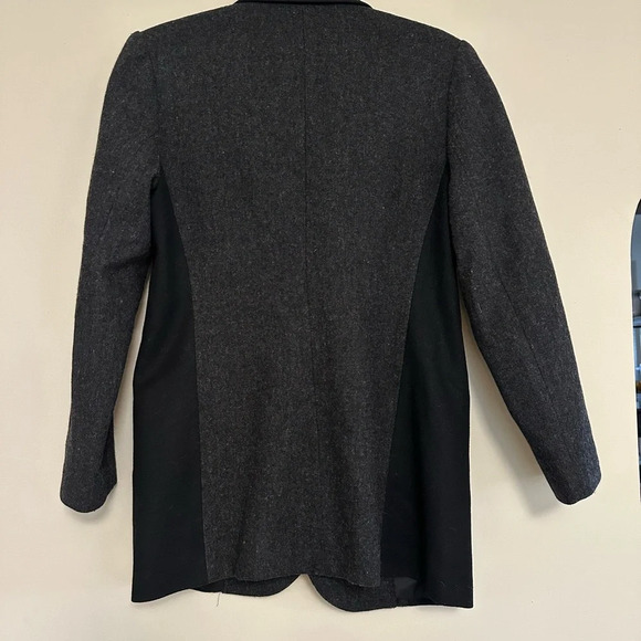 100% wool vintage coat made in USA mid length black and white tuxedo shape - Picture 4 of 6